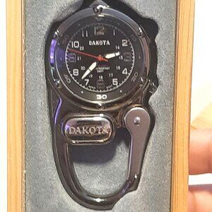Dakota Watch Company Black Dial Mini Clip Microlight Wooden Gift Box
